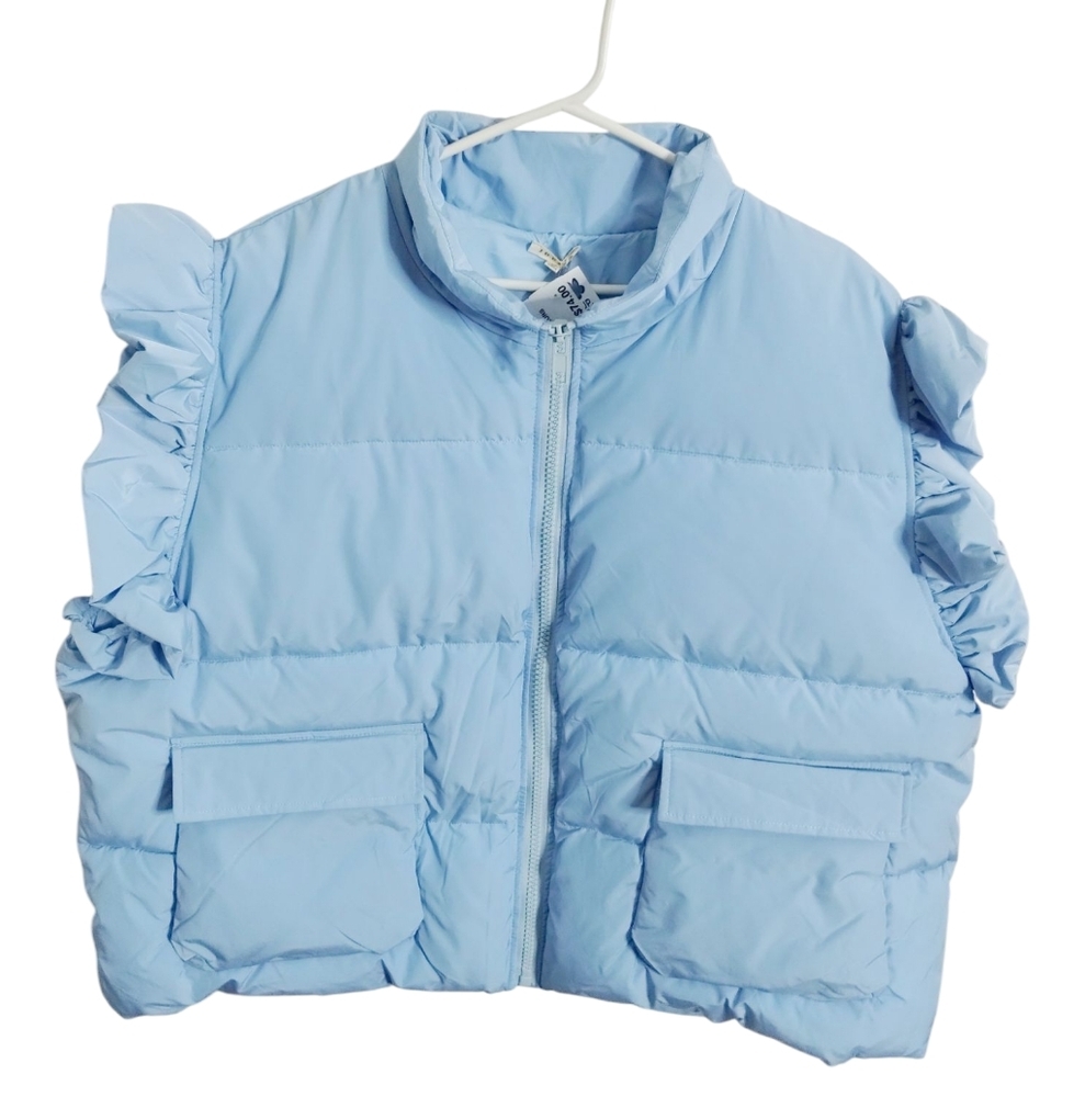 Jodifl Women's Puffer Ruffle Vest Feminine Soft Girl Corpcore Space-Core 3X